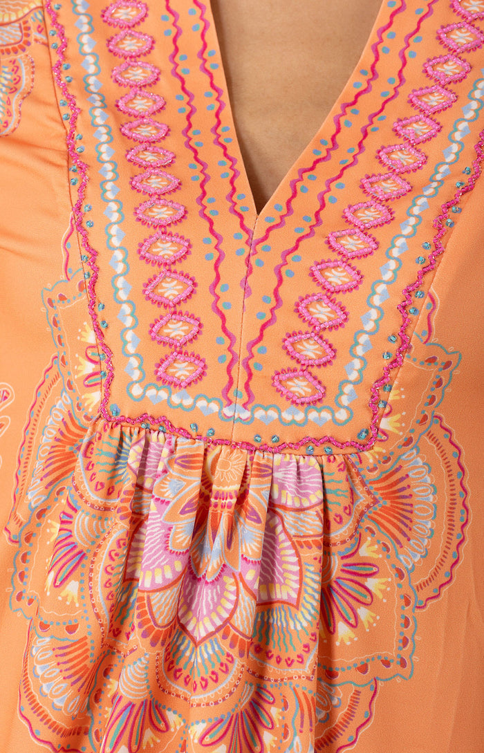 Kimber Jersey Beaded Top-color-orange