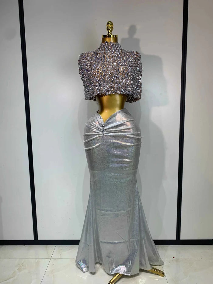 Klarity Sparkly Diamond Two Piece Set Evening Dress