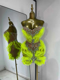 Kyomi Neon Strapless Beaded Mini Dress