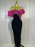 Lashae Off Shoulder Diamond Bodycon Bandage Maxi Dress