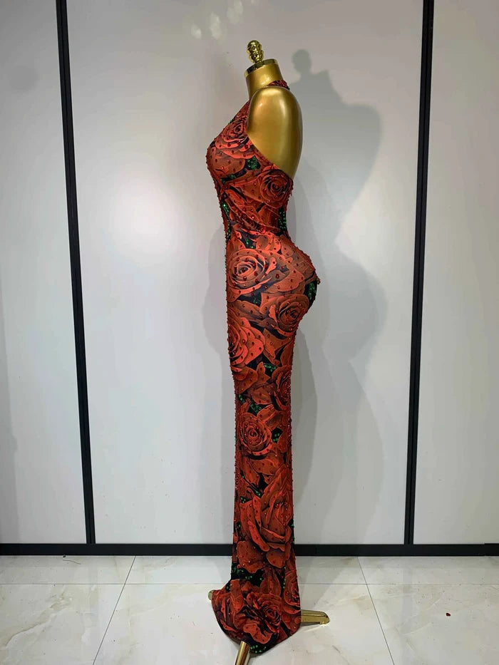 Leona Sparkly Rhinestone Halter Bodycon Dress for Women