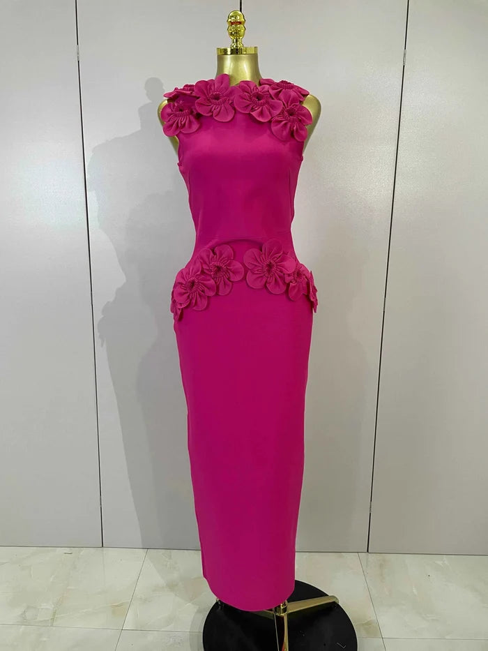 Liane 3D Flower Sleeveless Bodycon Bandage Gown