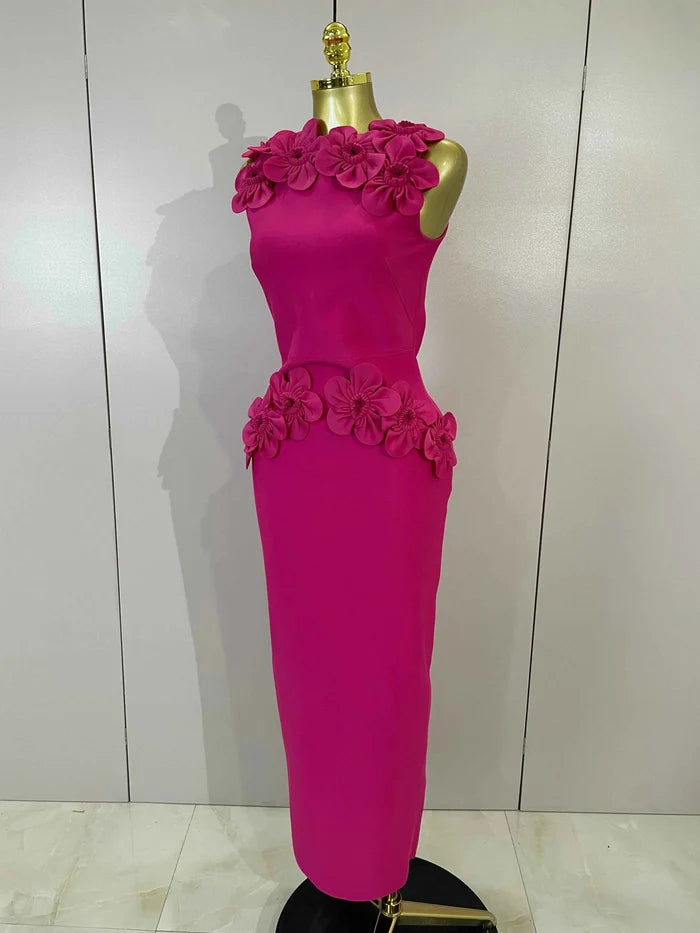 Liane 3D Flower Sleeveless Bodycon Bandage Gown