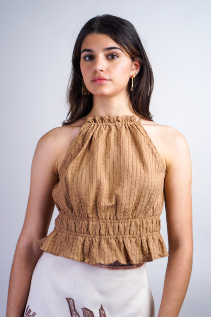 Private Label TOPS Natural Knit Halter Top
