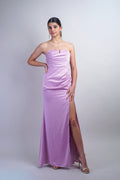 Private Label DRESSES Lilac Strapless Satin Gown