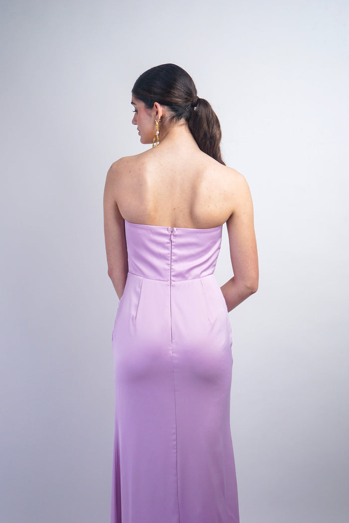 Private Label DRESSES Lilac Strapless Satin Gown