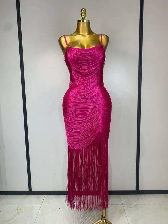 Lorie elegant sexy backless tassel bodycon bandage dress