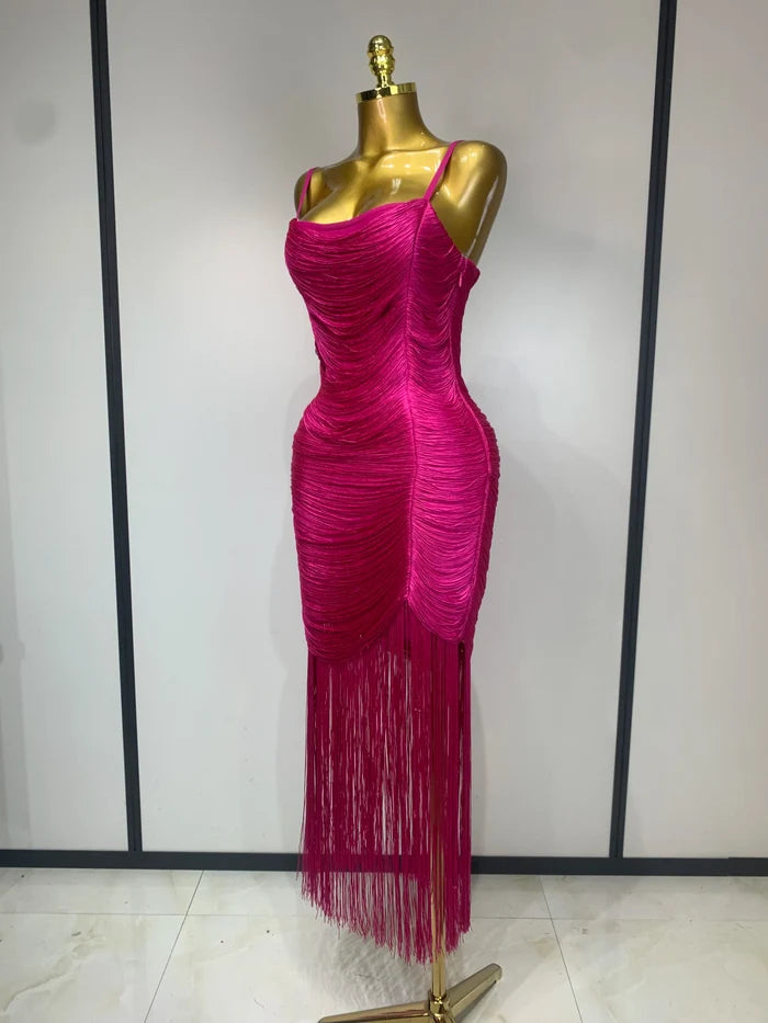 Lorie elegant sexy backless tassel bodycon bandage dress