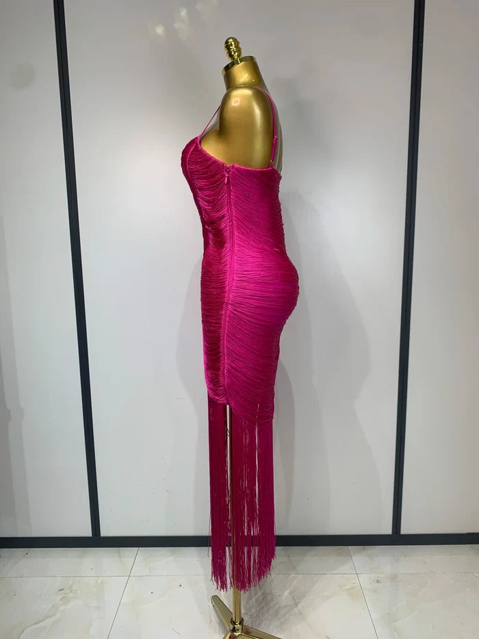 Lorie elegant sexy backless tassel bodycon bandage dress