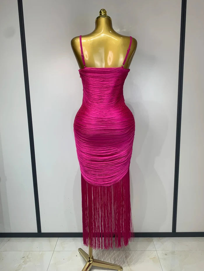 Lorie elegant sexy backless tassel bodycon bandage dress