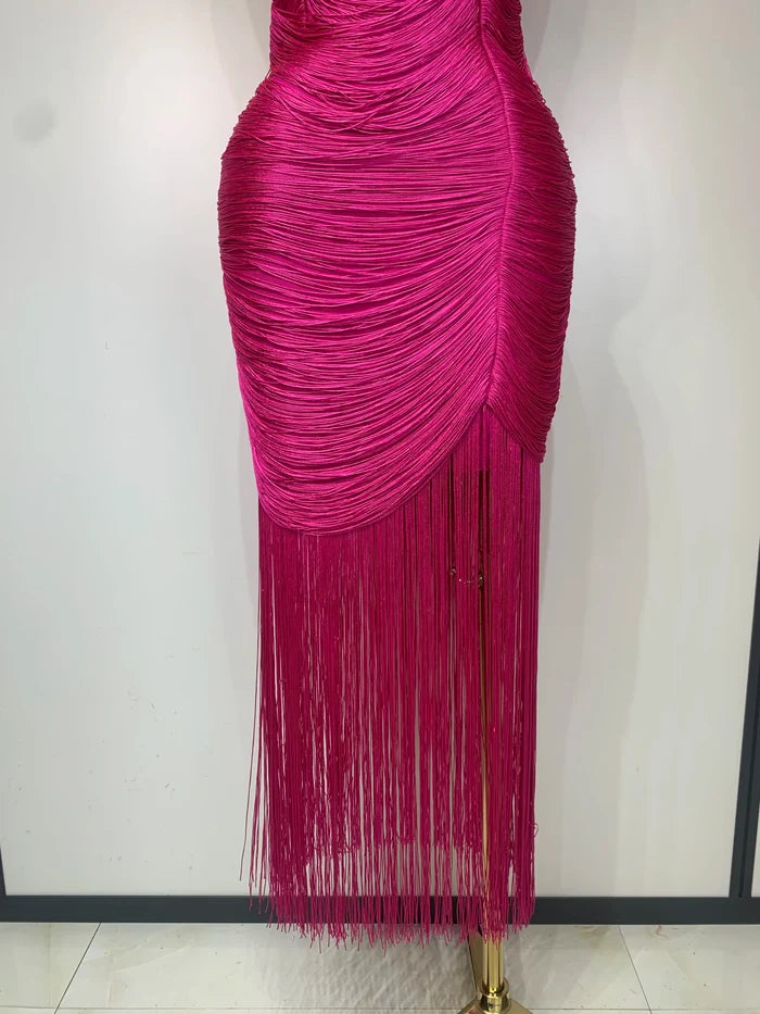 Lorie elegant sexy backless tassel bodycon bandage dress