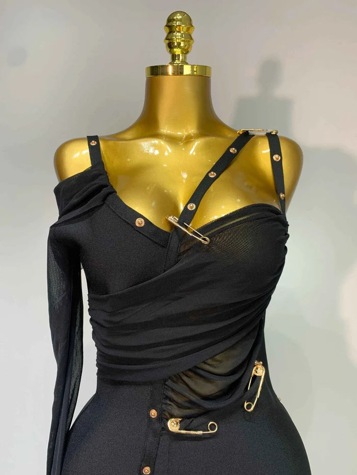 High Quality One Shoulder Long Sleeve Bodycon Bandage Dress Cocktail Evening Party Luxury Birthday Dress Celebrity Prom Gown