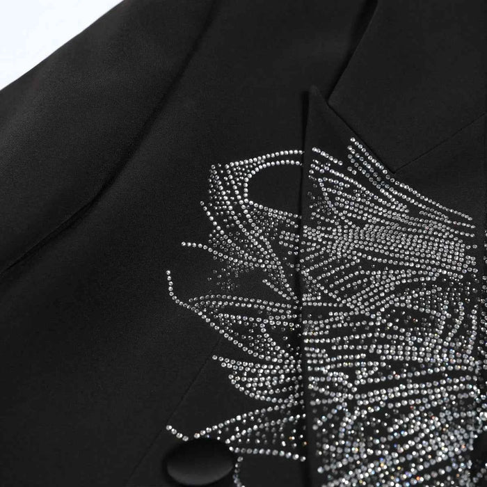 Luxury Women’s Blazer Jacket With Beading Formal Bodycon Elegant Blazer