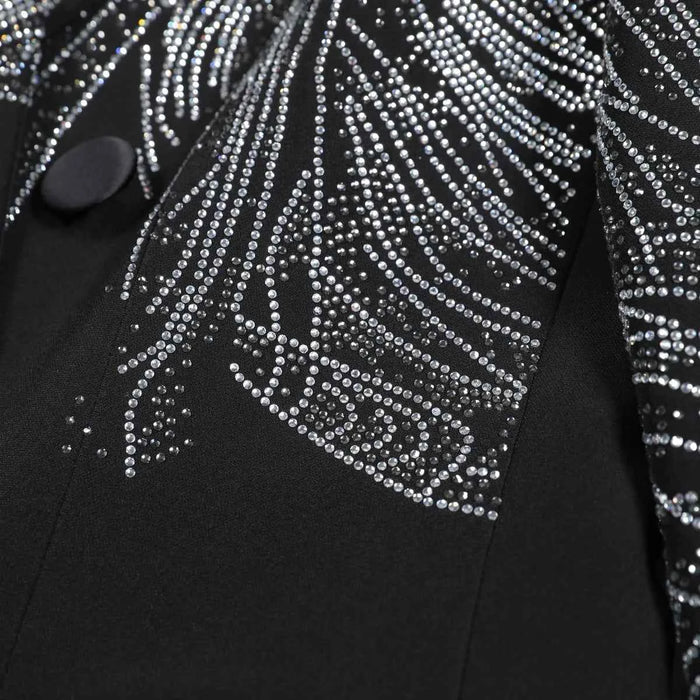 Luxury Women’s Blazer Jacket With Beading Formal Bodycon Elegant Blazer