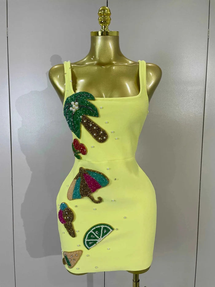 Marie Sexy Square Neck Sleeveless Bodycon Bandage Mini Dress Custom made