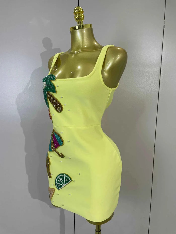 Marie Sexy Square Neck Sleeveless Bodycon Bandage Mini Dress Custom made