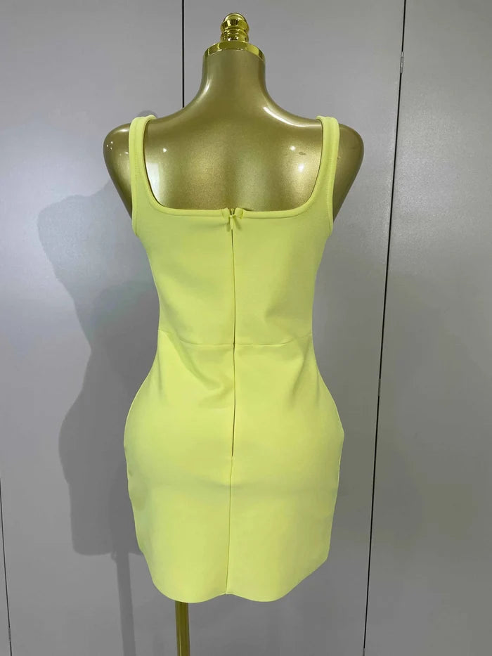 Marie Sexy Square Neck Sleeveless Bodycon Bandage Mini Dress Custom made