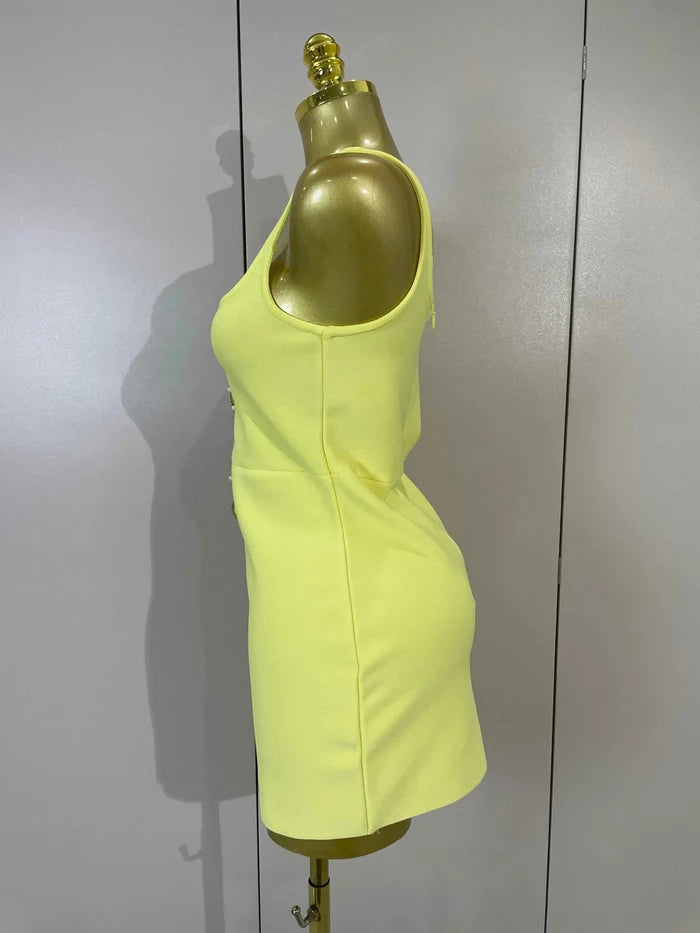 Marie Sexy Square Neck Sleeveless Bodycon Bandage Mini Dress for Women