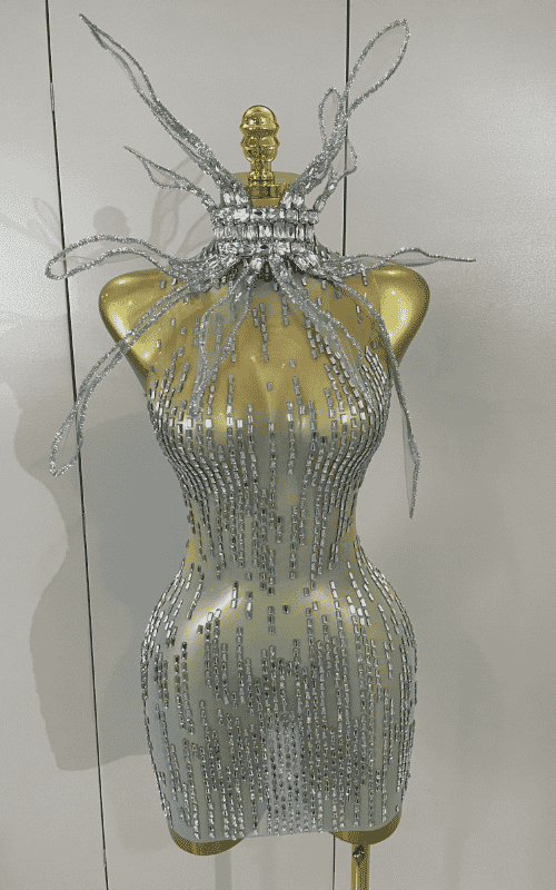 Mary Sparkly Rhinestones Sleeveless Mesh See-Through Mini Dress