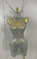 Mary Sparkly Rhinestones Sleeveless Mesh See-Through Mini Dress