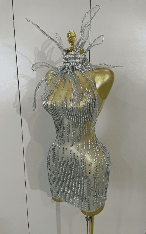 Mary Sparkly Rhinestones Sleeveless Mesh See-Through Mini Dress