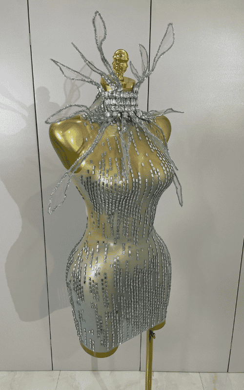 Mary Sparkly Rhinestones Sleeveless Mesh See-Through Mini Dress