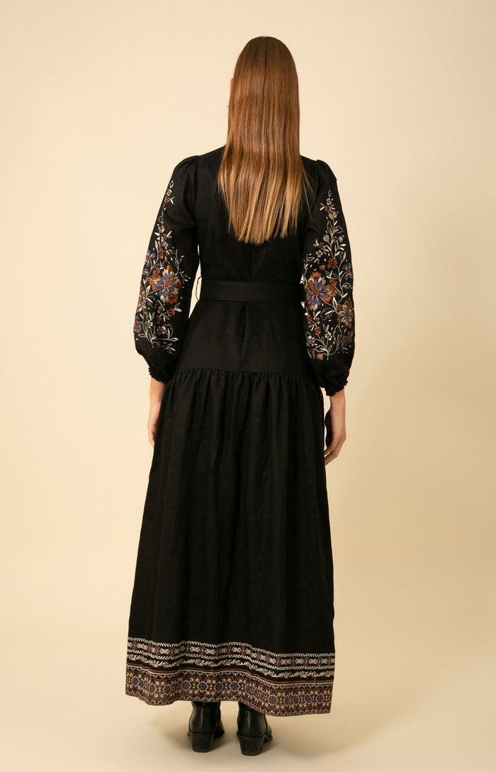 Melissa Embroidered Maxi Dress, color_black
