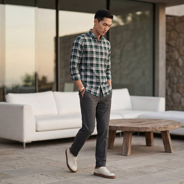 Men's Black Checks Slim Fit Shirts