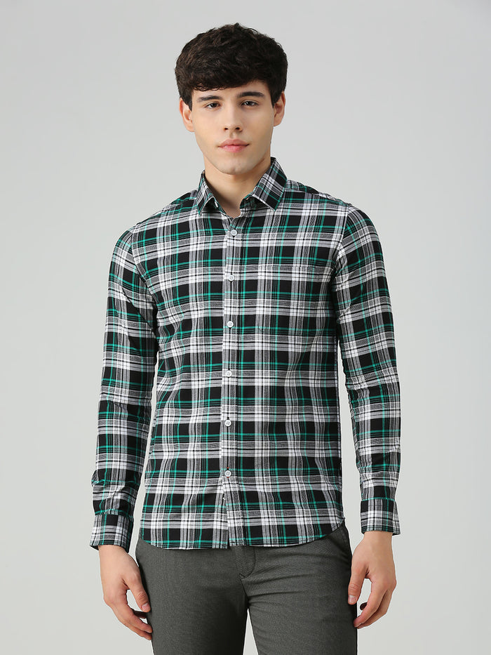 Men's Black Checks Slim Fit Shirts