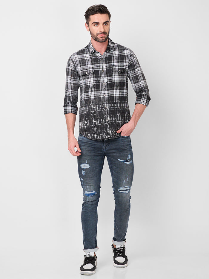 Men's Black Checks Slim Fit Shirts