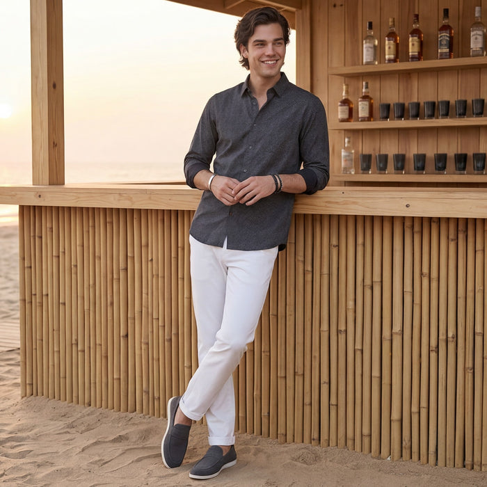 Men's Black Printed Slim Fit Shirts