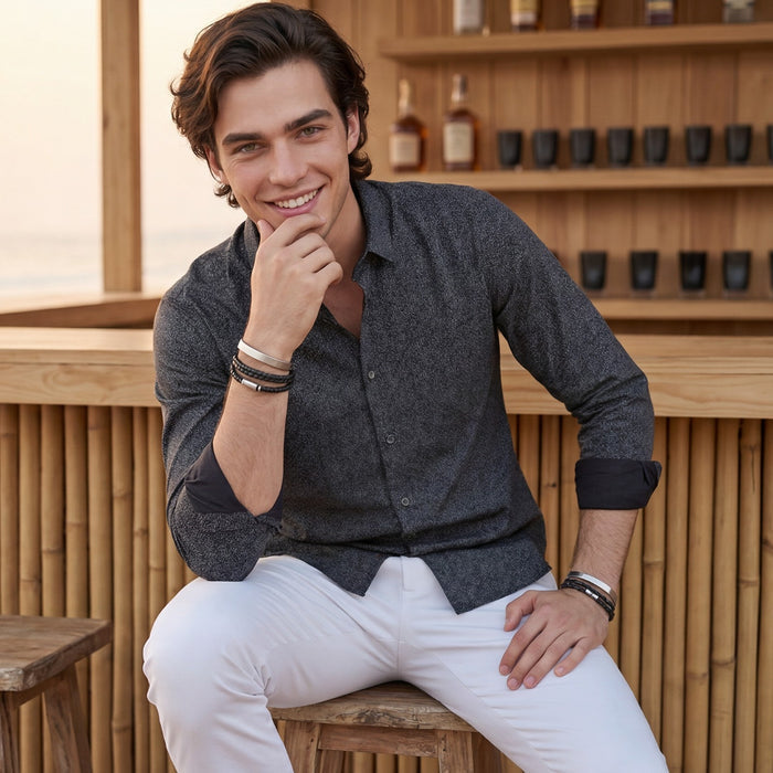 Men's Black Printed Slim Fit Shirts