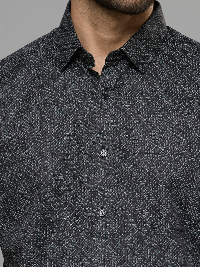 Men's Black Printed Slim Fit Shirts