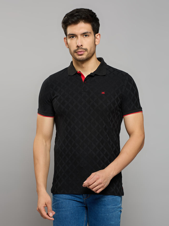 Men's Black Printed Slim Fit T-Shirts