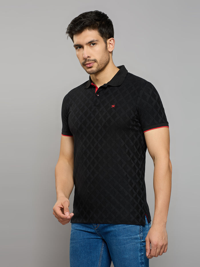 Men's Black Printed Slim Fit T-Shirts