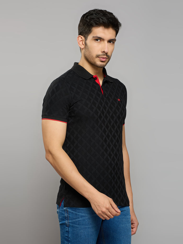 Men's Black Printed Slim Fit T-Shirts
