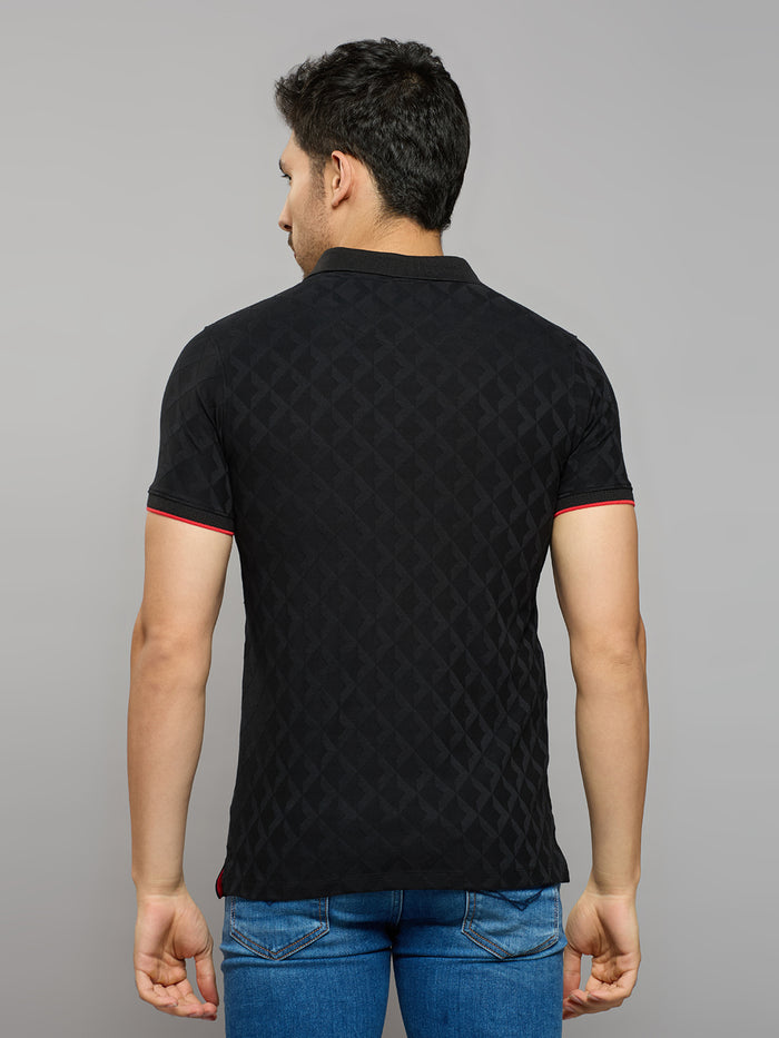 Men's Black Printed Slim Fit T-Shirts