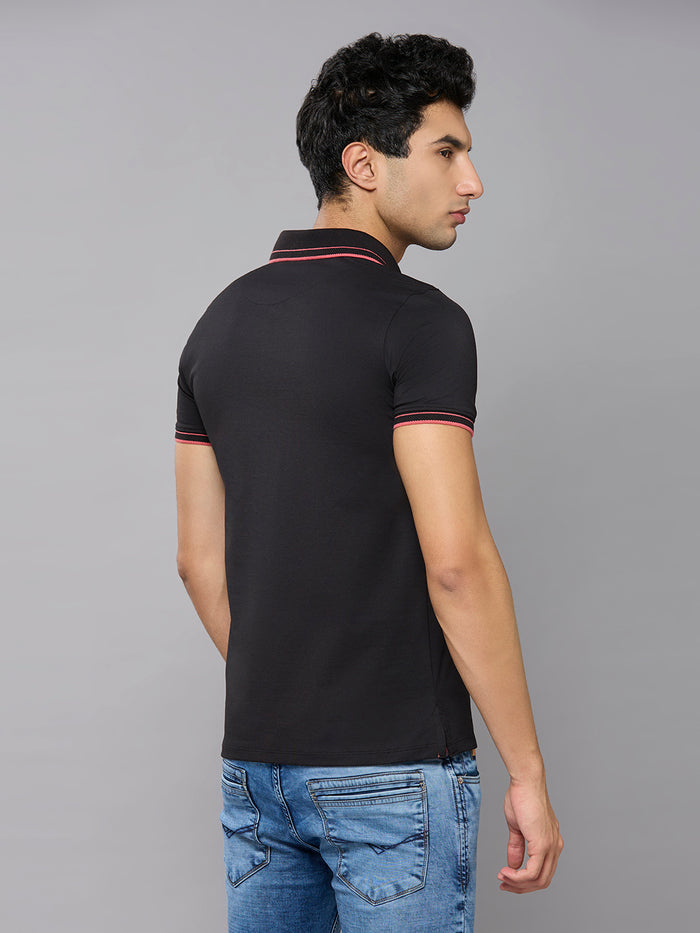 Men's Black Printed Slim Fit T-Shirts