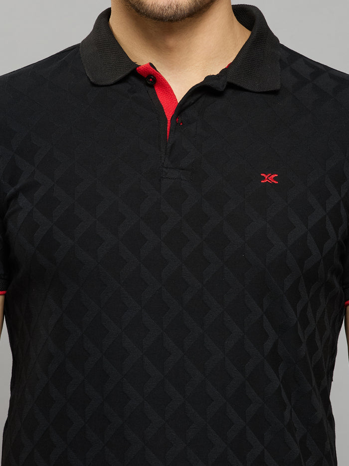 Men's Black Printed Slim Fit T-Shirts
