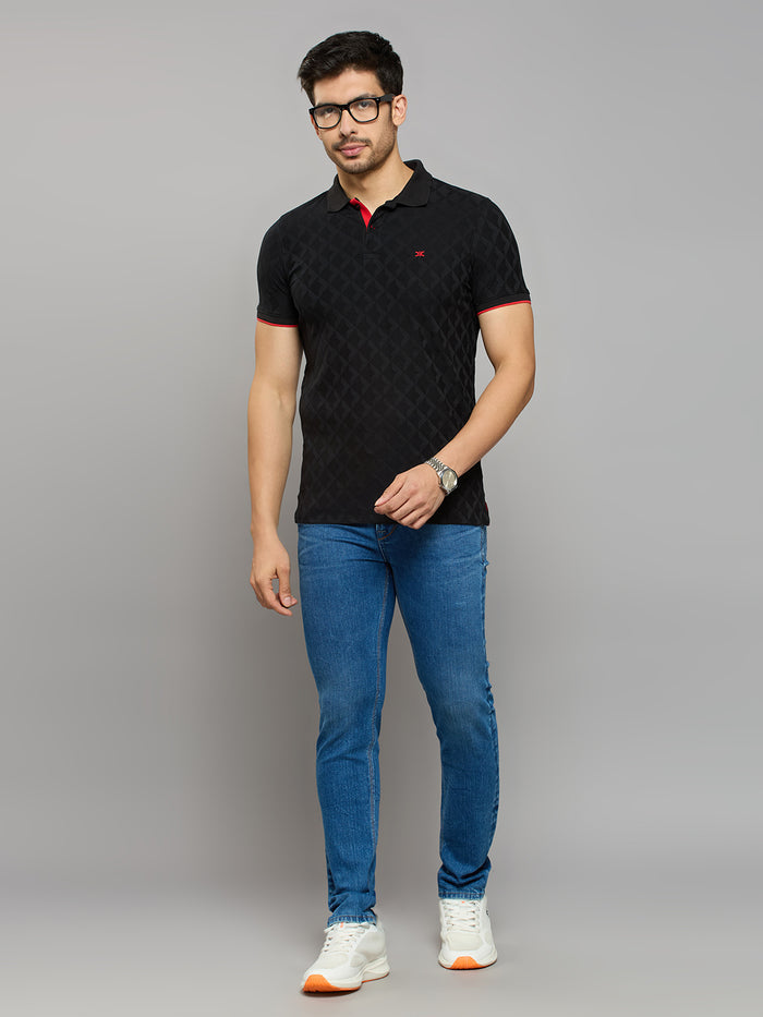 Men's Black Printed Slim Fit T-Shirts