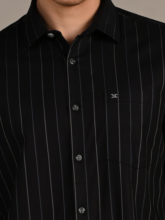 Men's Black Stripe Slim Fit Shirts