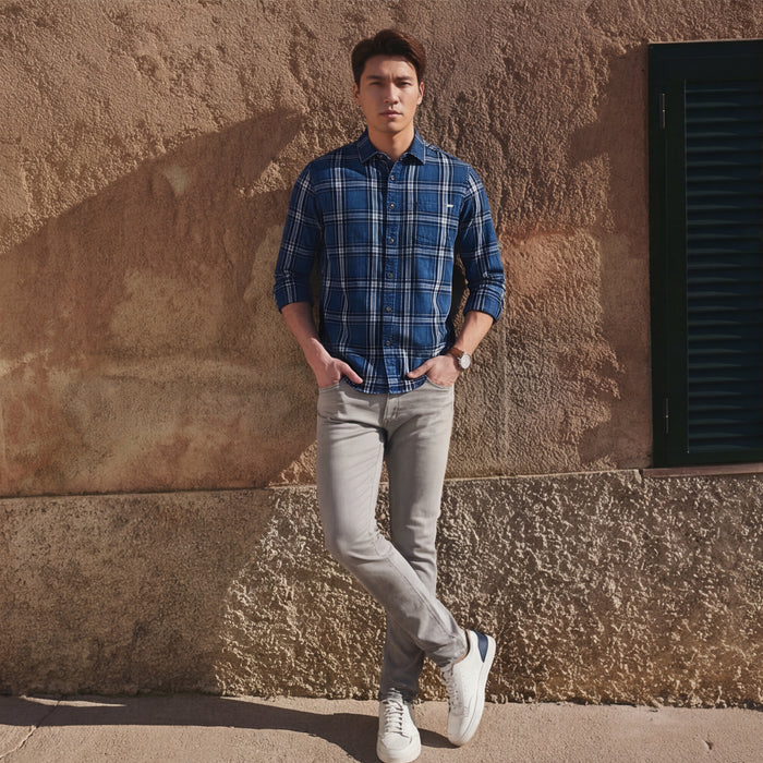 Men's Blue Checks Slim Fit Shirts