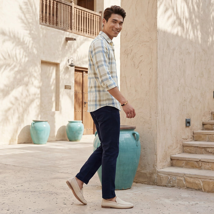 Men's Blue Checks Slim Fit Shirts