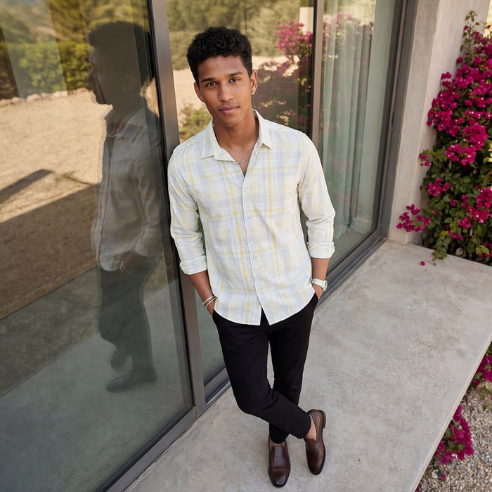 Men's Blue Checks Slim Fit Shirts