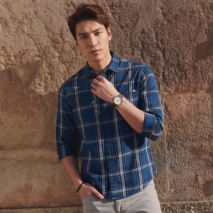 Men's Blue Checks Slim Fit Shirts