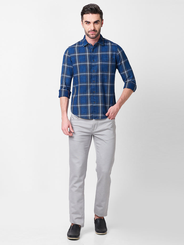 Men's Blue Checks Slim Fit Shirts