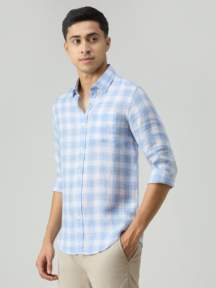 Men's Blue Checks Slim Fit Shirts