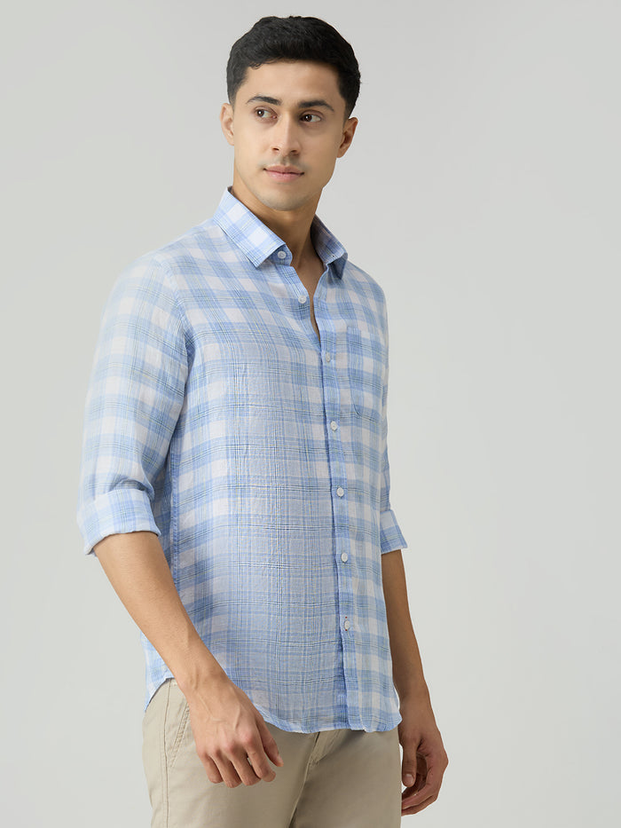 Men's Blue Checks Slim Fit Shirts
