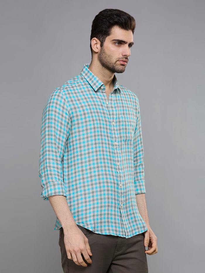 Men's Blue Checks Slim Fit Shirts