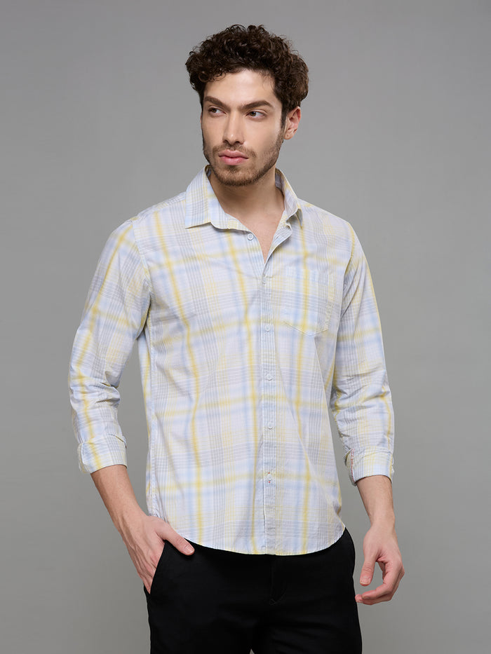 Men's Blue Checks Slim Fit Shirts
